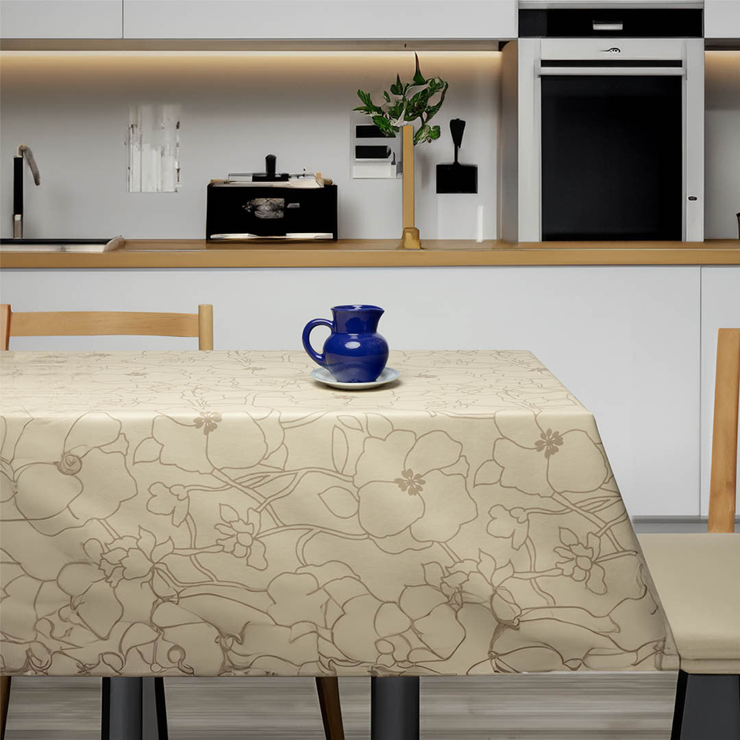 Elegant Blomst – Voksdug i beige