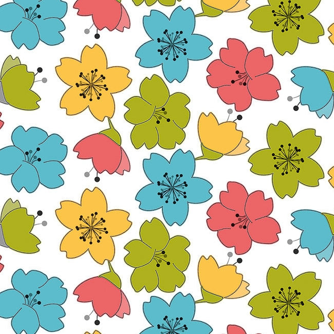 Lily Spring - voksdug med kulørte stregblomster, mønster