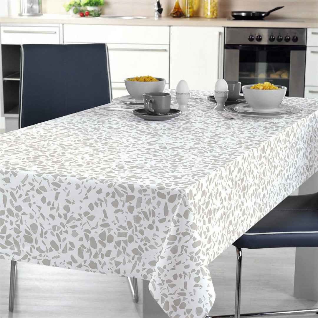 Voksdug med gråt terrazzo mønster