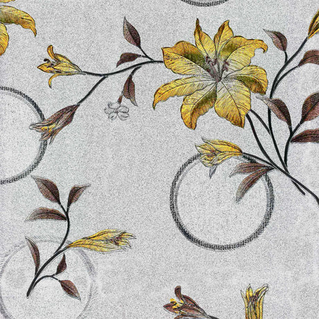Nærbillede af Altea Metallic Yellow voksdug med gyldne julestjerner
