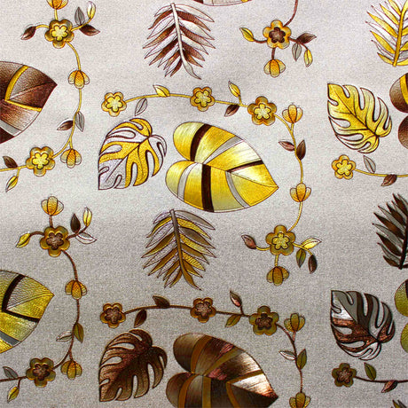 Caprice Metallic Yellow - Voksdug med blade og blomster