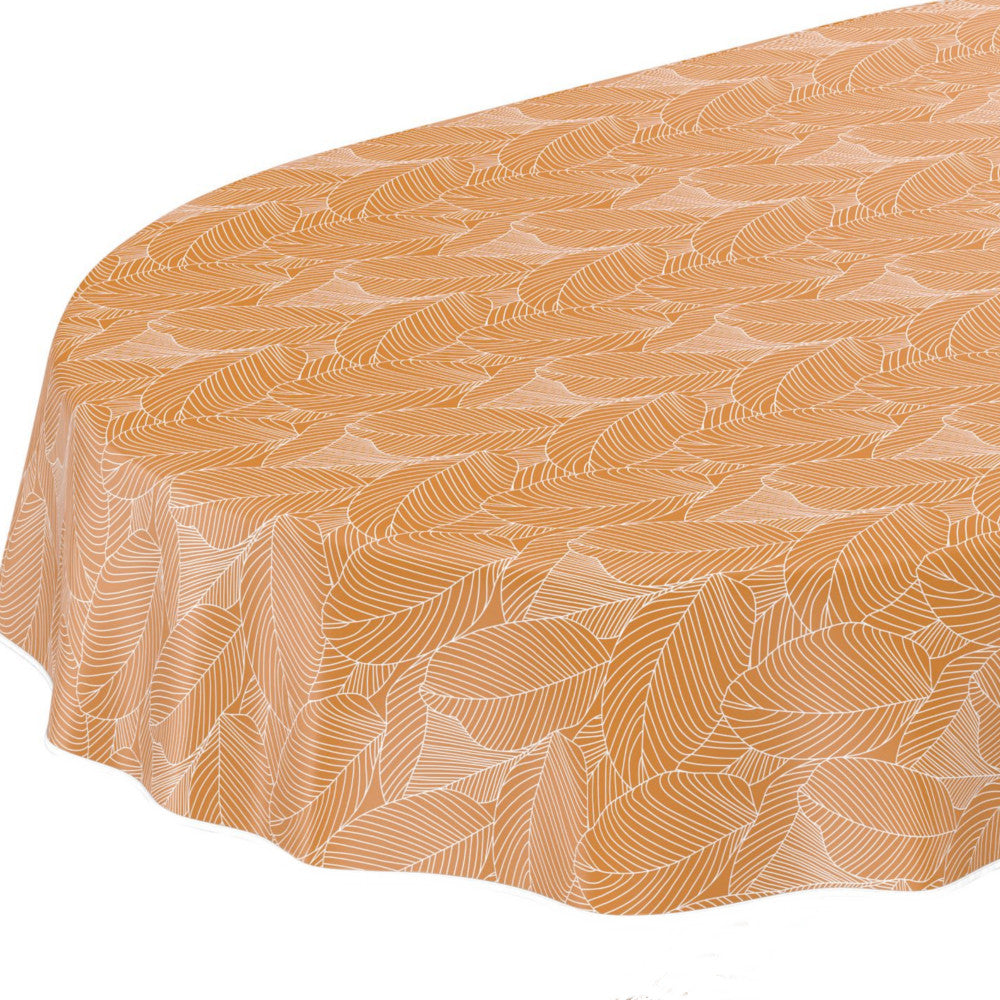 Mathilda lys brun/beige - Voksdug med stregblade, oval