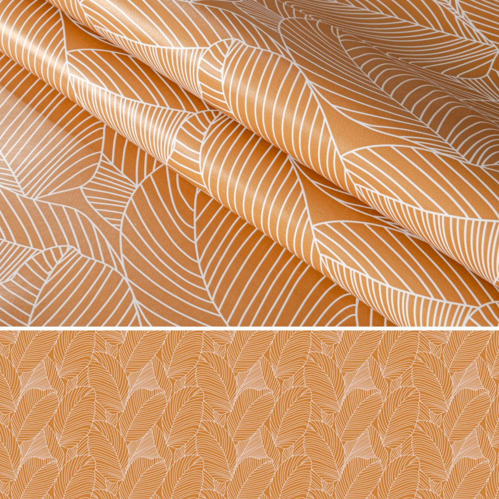 Mathilda lys brun/beige - Voksdug med stregblade, motiv