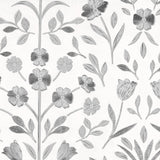 Sølvflor Elegance - Voksdug med prægede sølvblomster, grå bund, motiv