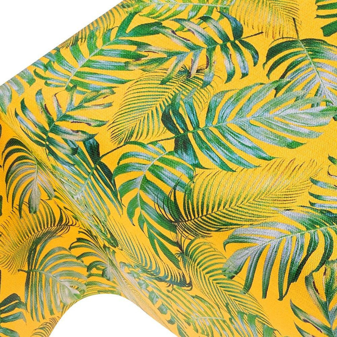 Voksdug med palmeblade på gul baggrund