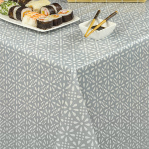 Grafiske Blomster Voksdug Grå