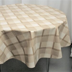 Rund voksdug Ø140 Firkantede tern Beige_1