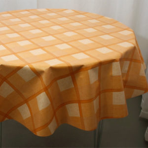 Rund voksdug i firkantede tern orange_1