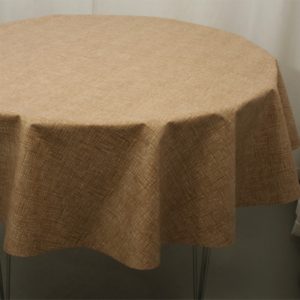 Ensfarvet rund voksdug Hessainlook Beige