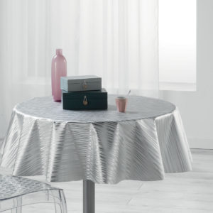 Wavy Grey Rund Voksdug Ø160_1