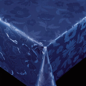 Præget blomst dark blue pvc fri voksdug