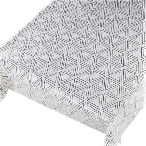 voksdug med grafisk mønster faro hvid 140 cm bred