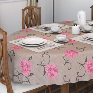 Viviane Natur, voksdug med lyserøde blomster