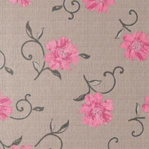 Viviane Natur, voksdug med lyserøde blomster