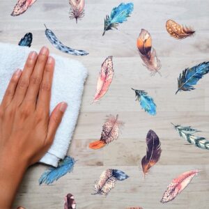 Finja, gennemsigtig voksdug, klar plast med kulørte fjer