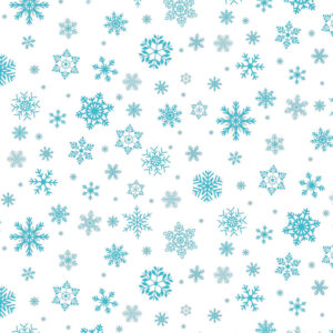 Gennemsigtig voksdug med tryk - Blå snefnug