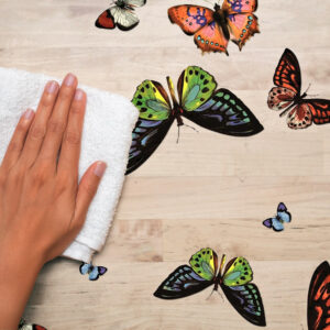 Gennemsigtig voksdug med tryk Farverige sommerfugle_2