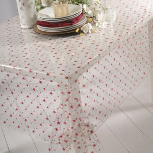 Gennemsigtig voksdug med tryk - Røde stjerner 2