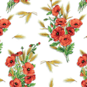 Gennemsigtig voksdug med tryk - Røde valmuer