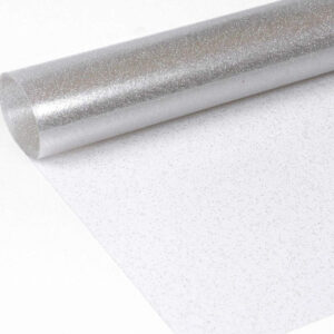 Gennemsigtig voksdug med tryk - Sølv glitter