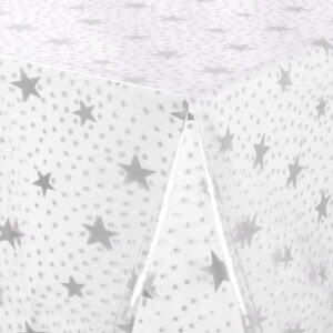 Gennemsigtig voksdug med tryk - Sølv stjerner