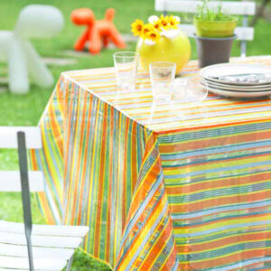 Gennemsigtig voksdug med tryk - Sommer striber