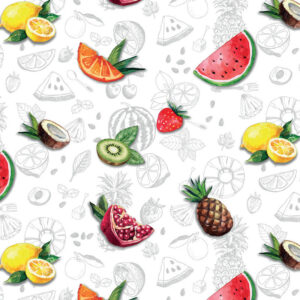 Gennemsigtig voksdug med tryk - Velsmagende frugter