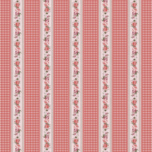 Voksdug med røde tern og roser 2