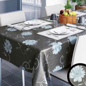 Voksdug blå blomster på antracit