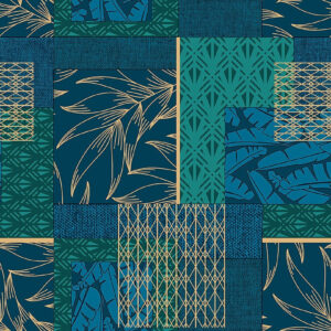 Voksdug med blomster mix - Blålige og grønlige farver_2