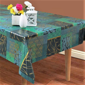 Voksdug med blomster mix - Blålige og grønlige farver