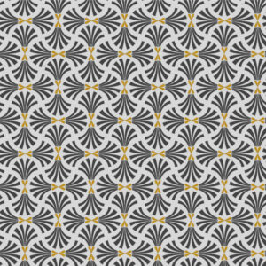 Voksdug med flot grafisk mønster - Guld og grå