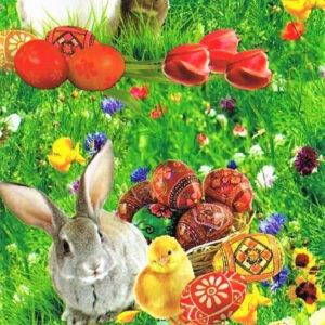 Påskevoksdug - Påskefest med kaniner