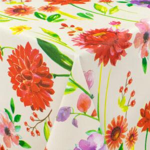 Voksdug med georginer og kornblomster