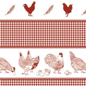 Voksdug med høns, kyllinger og tern