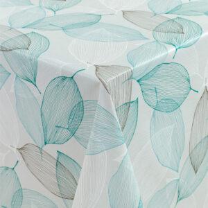 Rund voksdug med elastik - Faldende Blå Blade