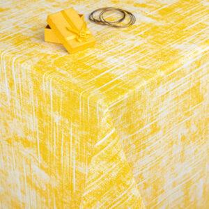 Rund voksdug med elastik – Melange Mild Gul