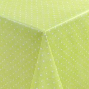 Rund voksdug med elastik – Polkaprikker på grøn baggrund