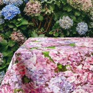 Voksdug med store flotte hortensier